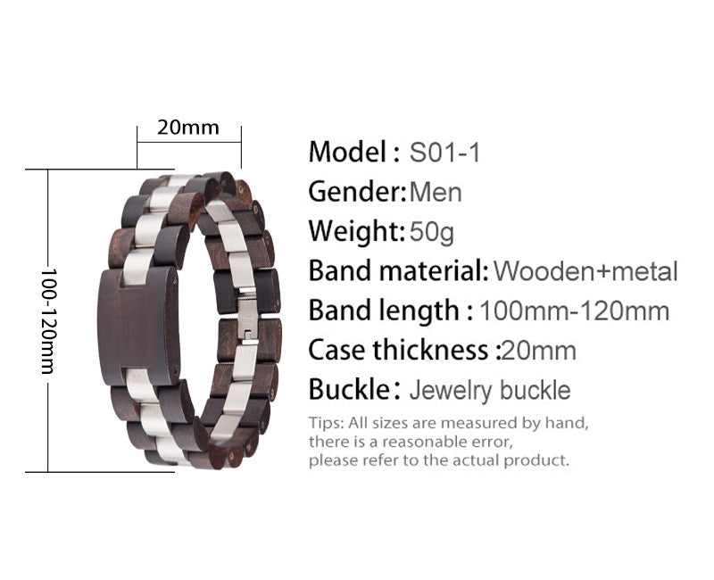 Wooden Bracelet Men Ebony Zebrawood Red Fashion Bracelets