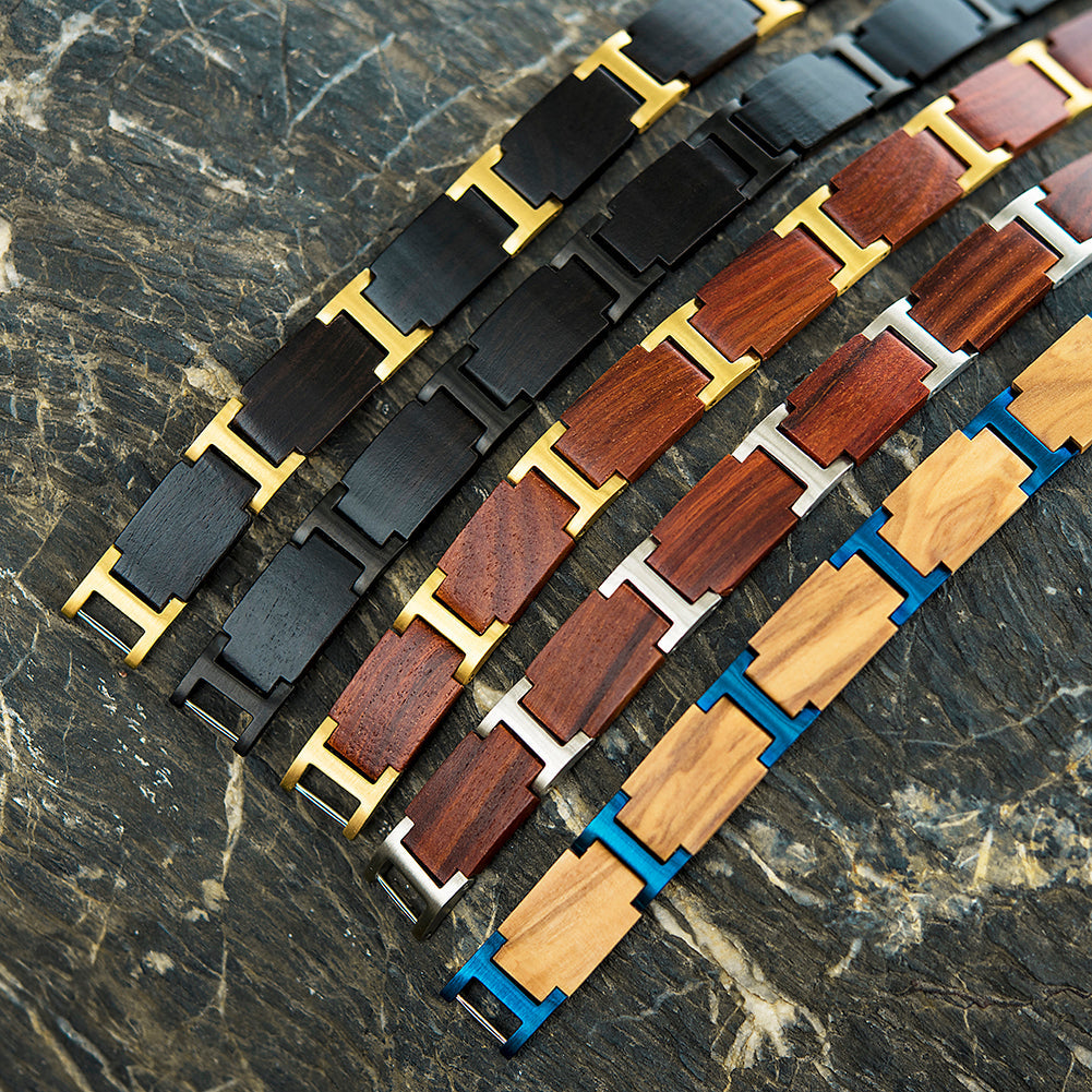 Wooden Bracelet Silver Red Sandalwood Bracelet for Men and Women