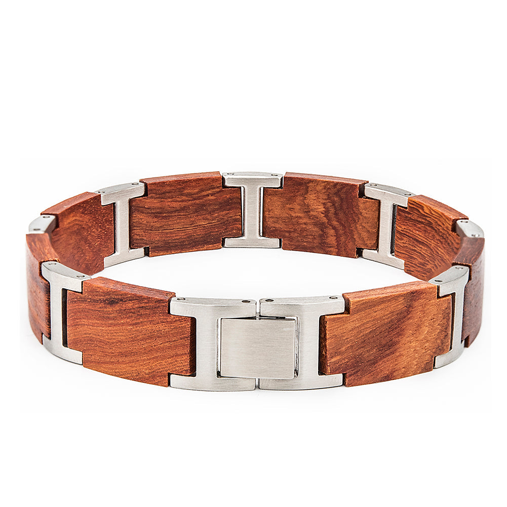 Wooden Bracelet Silver Red Sandalwood Bracelet for Men and Women