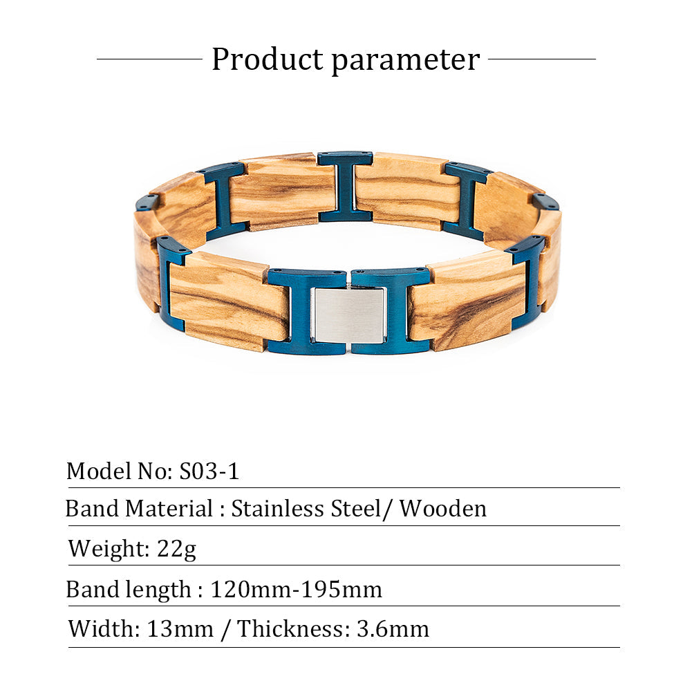 Wooden Bracelet Blue Olive Wood Bracelet for Men and Women