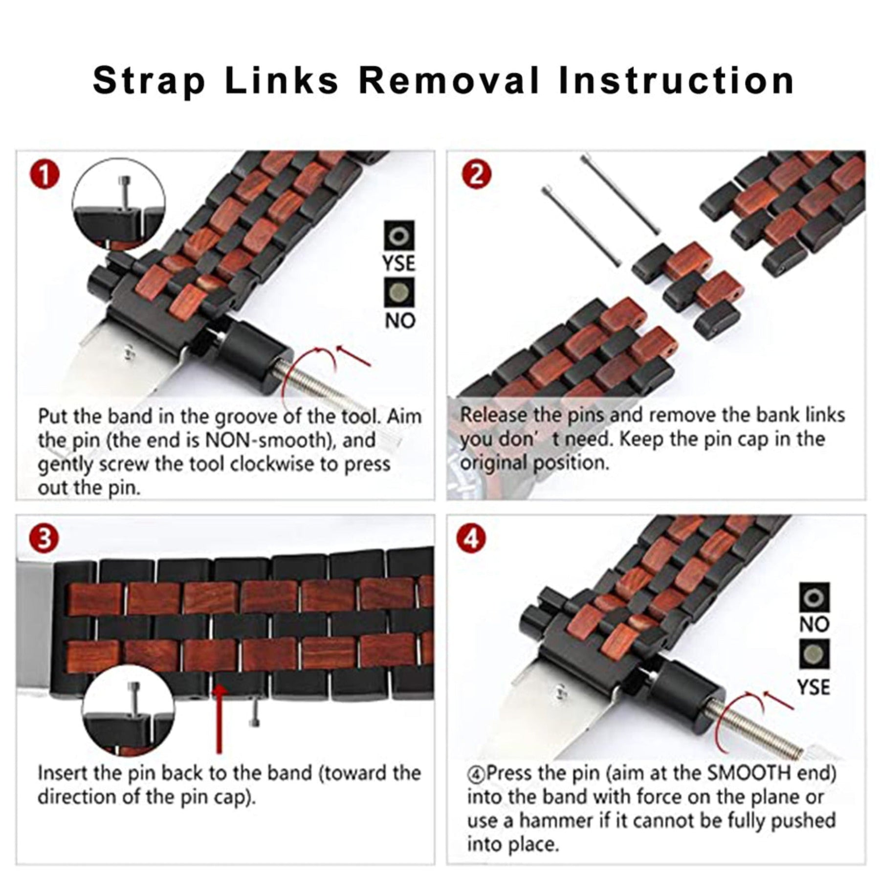 Strap links removal instruction