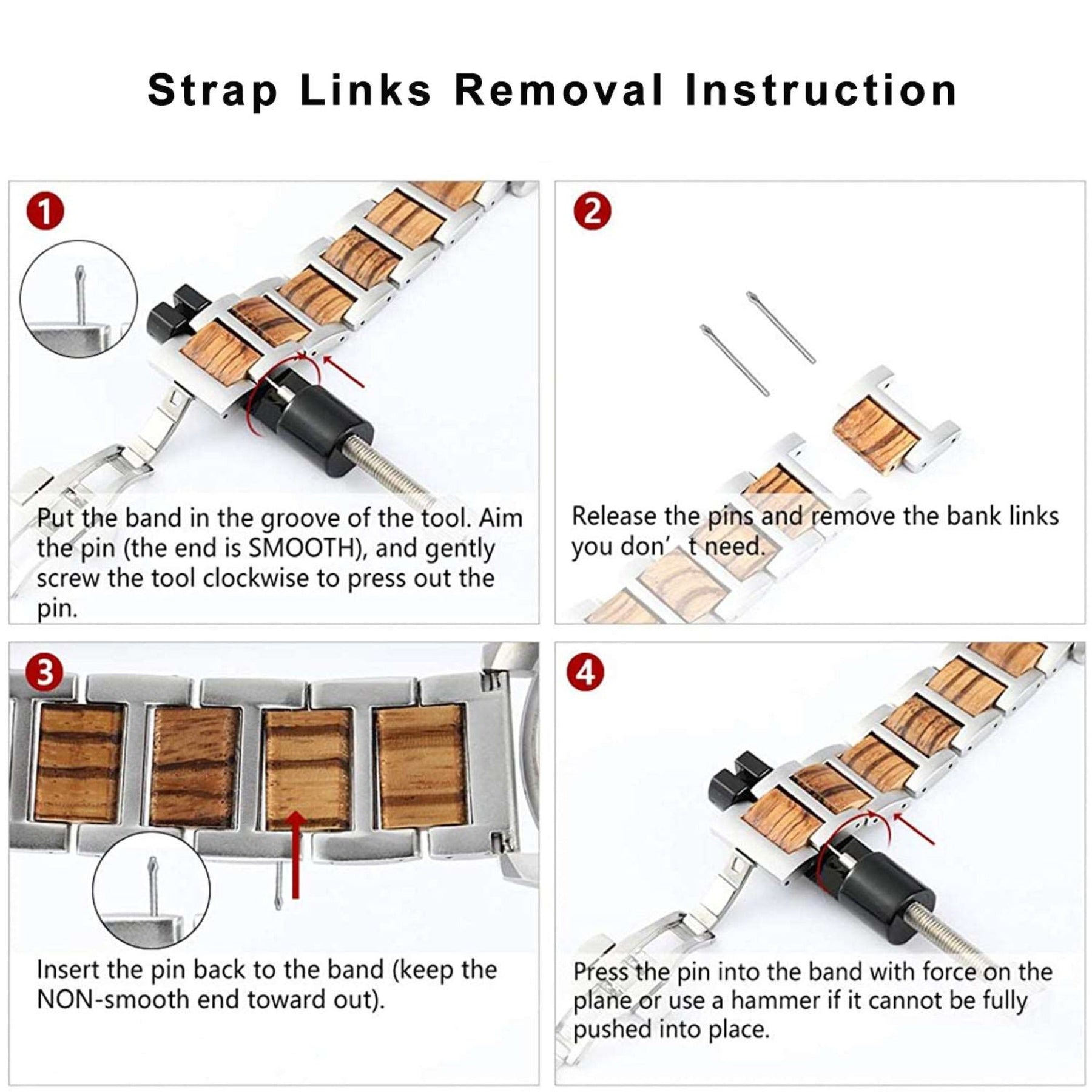 Strap links removal instruction