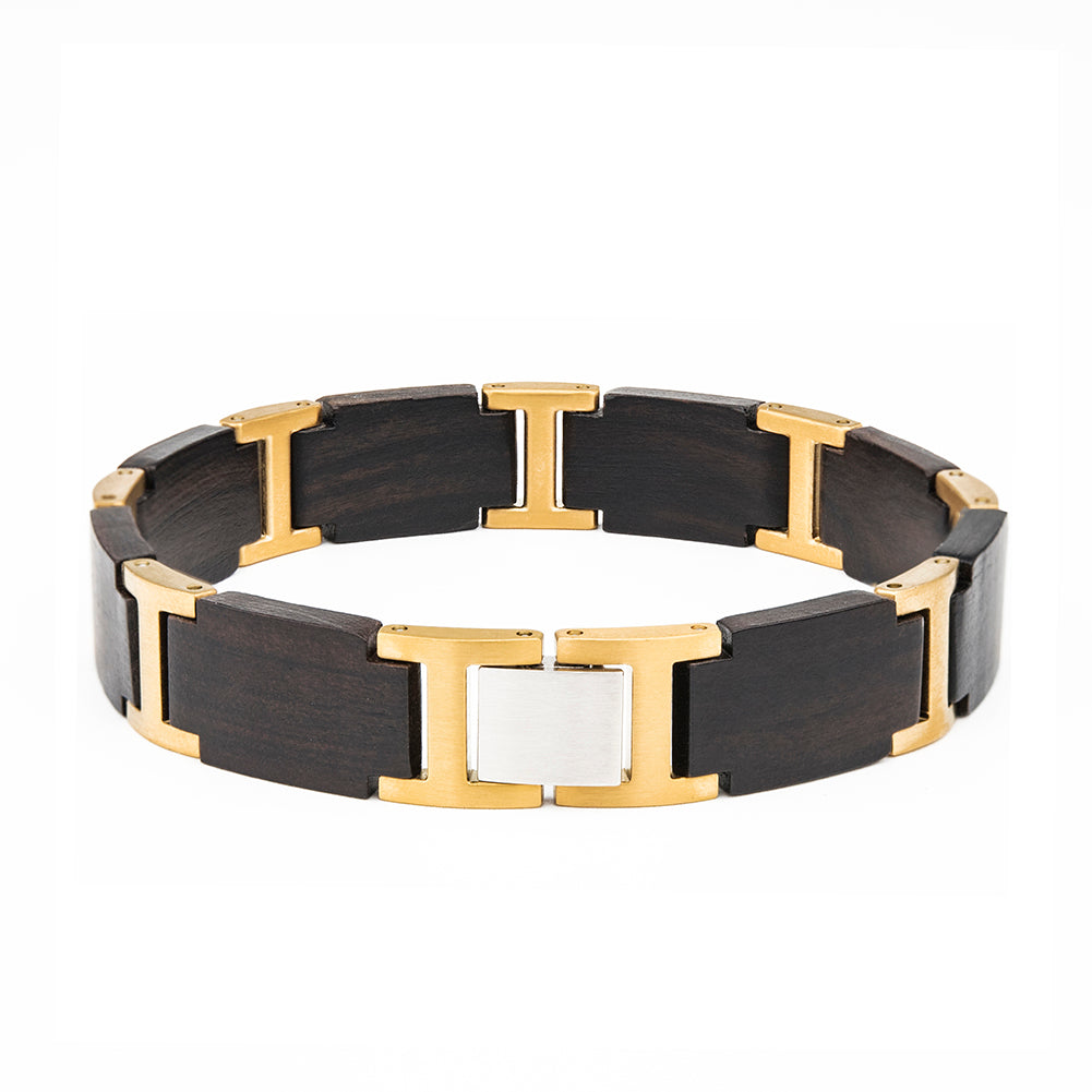 Wooden Bracelet Ebony Golden Wood Bracelet for Men and Women