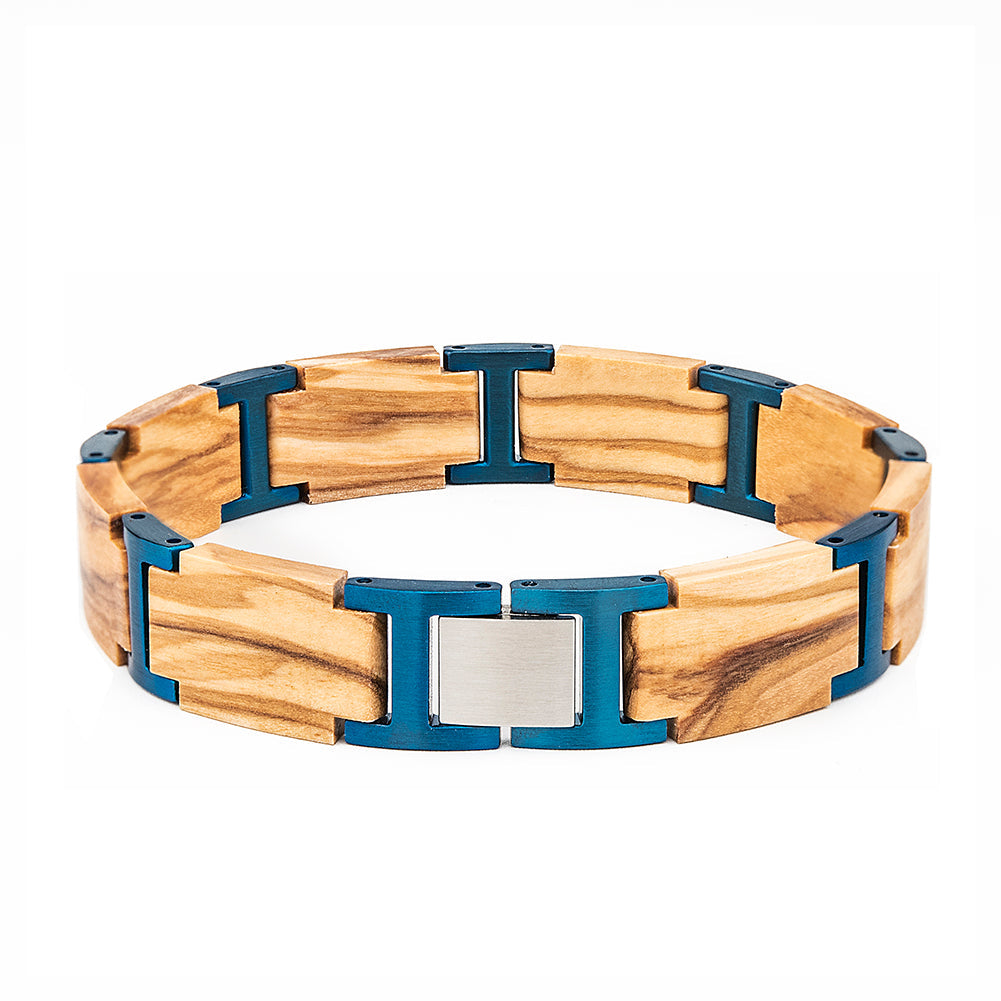 Wooden Bracelet Blue Olive Wood Bracelet for Men and Women