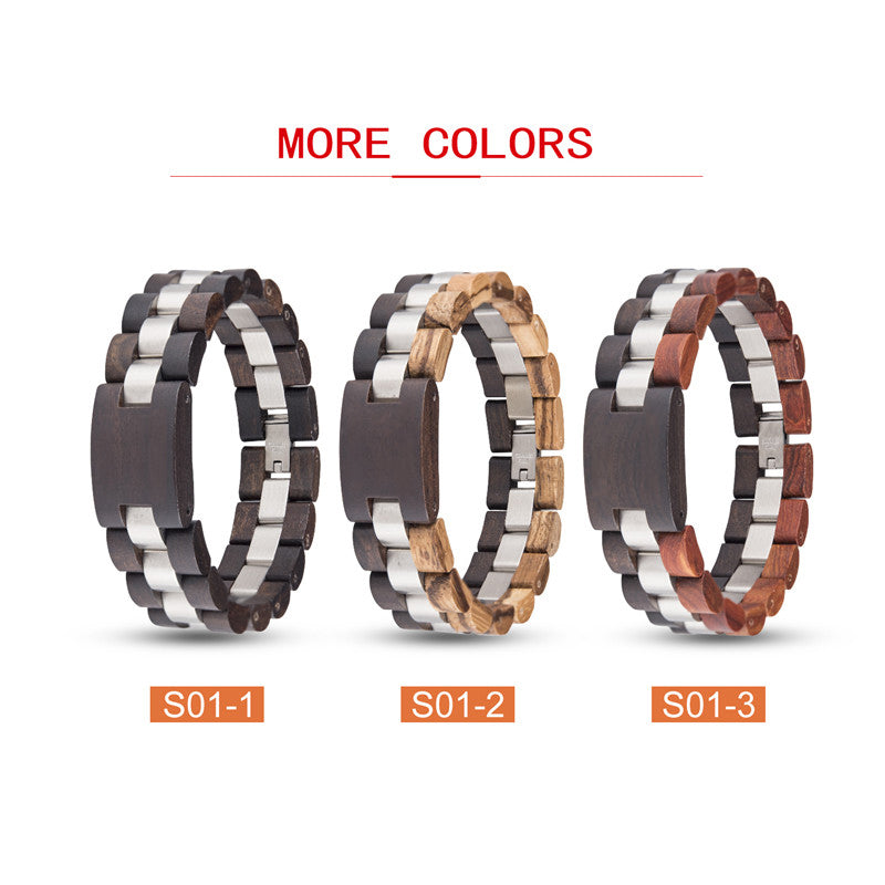 Wooden Bracelet Men Ebony Zebrawood Red Fashion Bracelets
