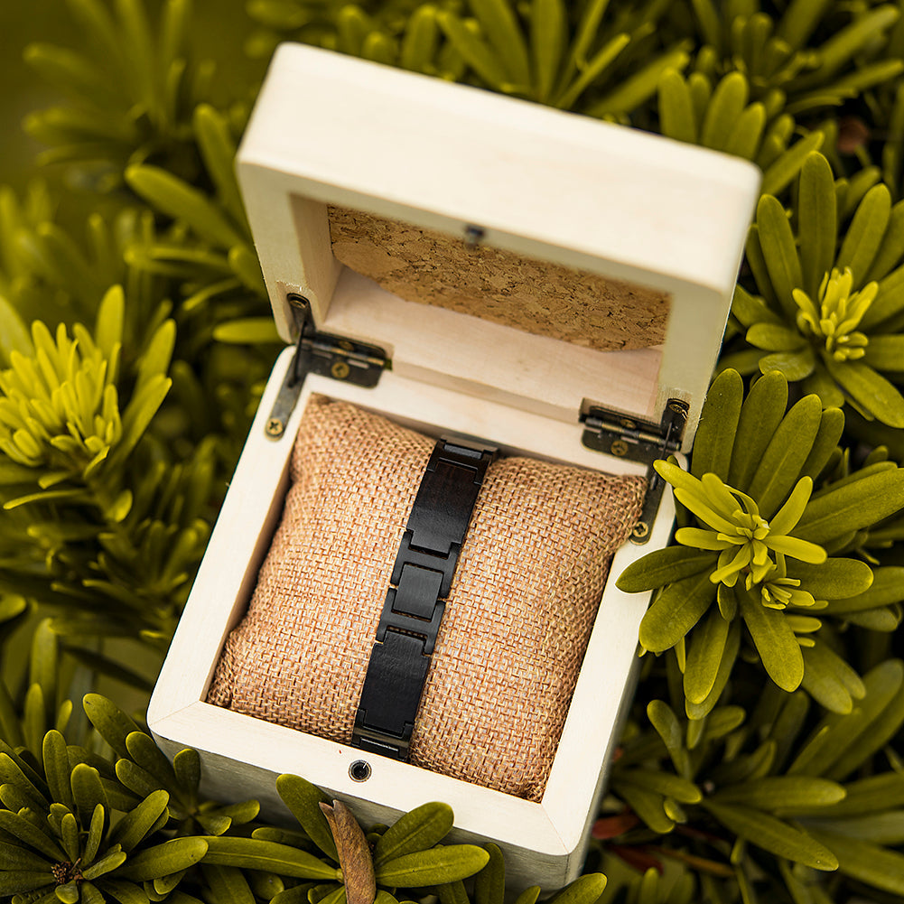 Wooden Bracelet Ebony Black Wood Bracelet for Men and Women