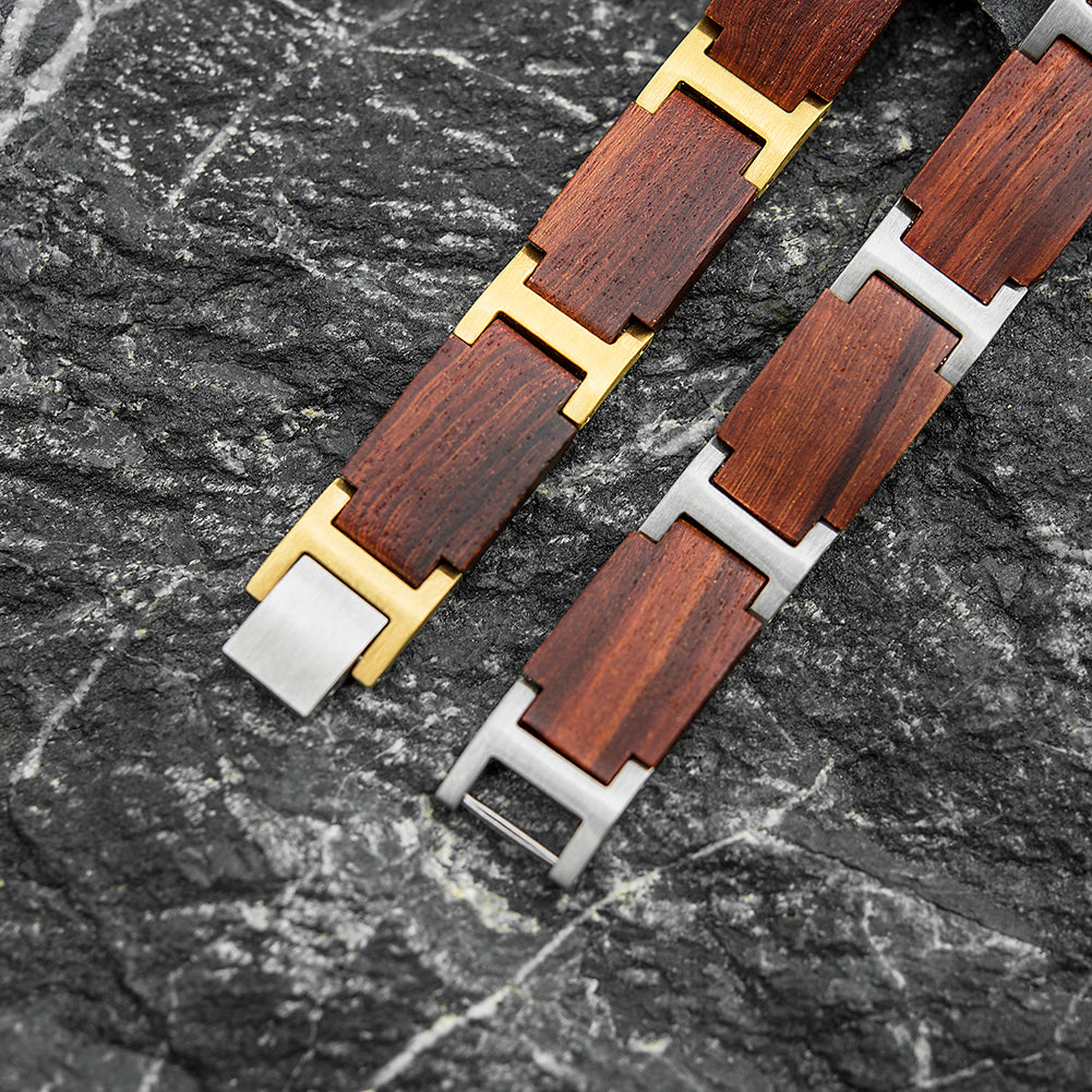 Wooden Bracelet Silver Red Sandalwood Bracelet for Men and Women