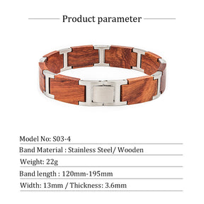 Wooden Bracelet Silver Red Sandalwood Bracelet for Men and Women