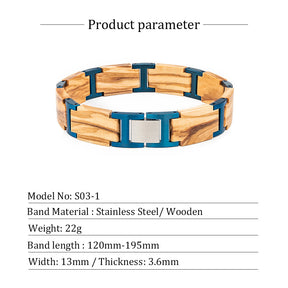 Wooden Bracelet Blue Olive Wood Bracelet for Men and Women