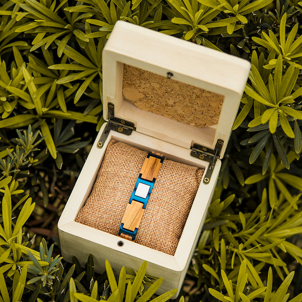 Wooden Bracelet Blue Olive Wood Bracelet for Men and Women
