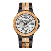 Ebony and olive automatic mechanical watch with white face positive