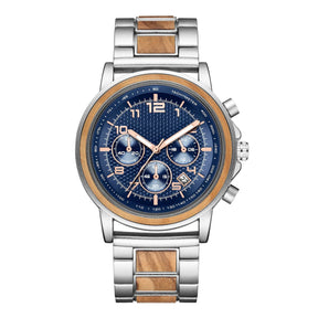 Silver and olive blue face men watch positive