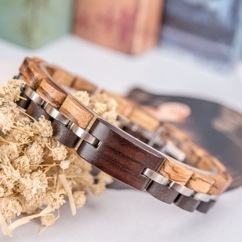 Wooden Bracelet Women Ebony Red Zebrawood Elegant Bracelets